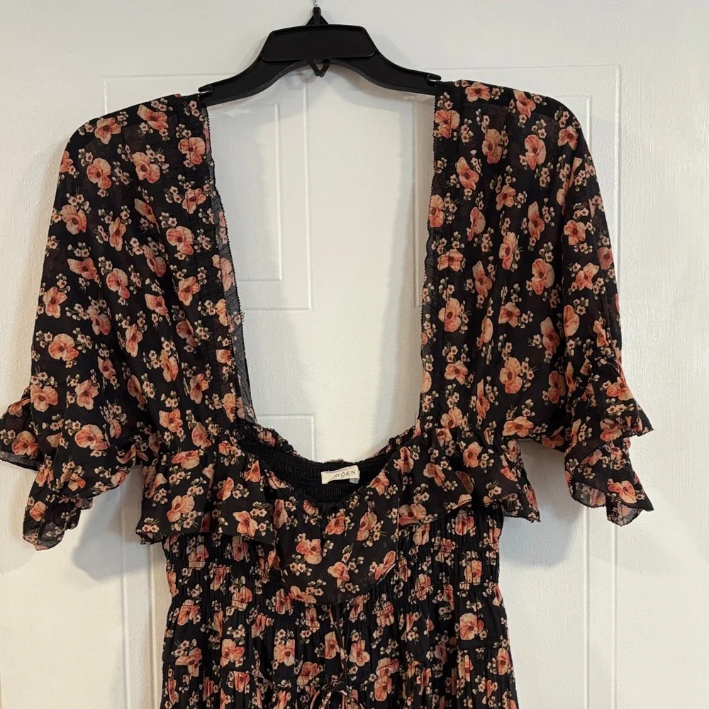 Doen Black and Pink Floral Maxi Dress - Picture 2 of 11